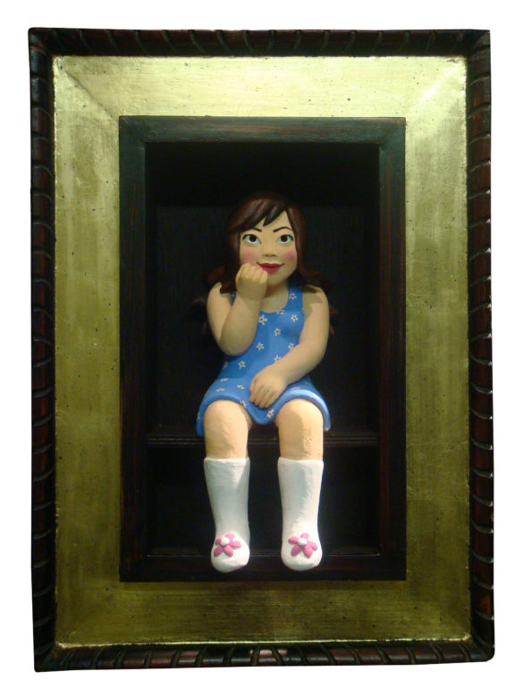 youn cho korean artist nice artworks frame painted terracotta sculpture