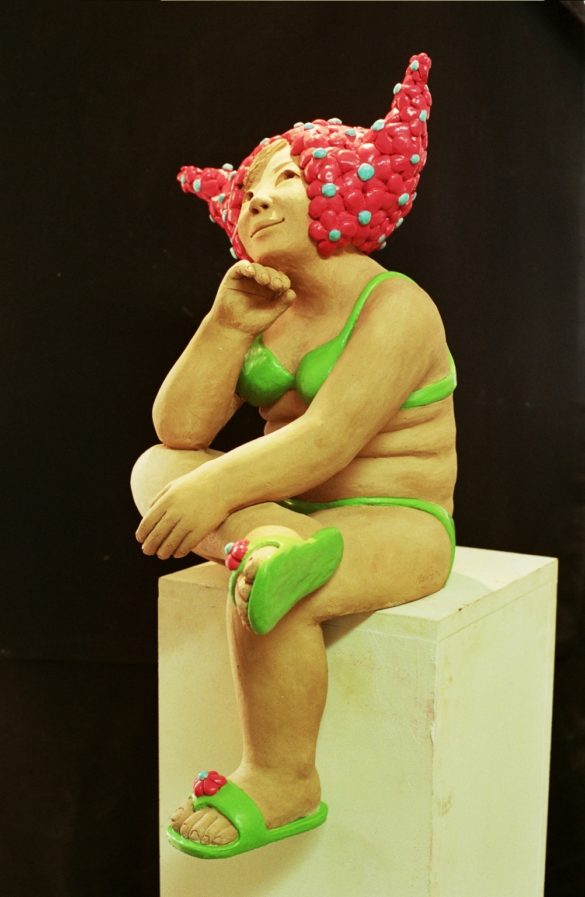 youn cho korean artist nice artworks pin-up painted terracotta sculpture